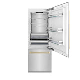 30 Autograph Edition 16.1 cu. ft. Built-in 2-Door Bottom Freezer Refrigerator with Internal Water and Ice Dispenser in Stainless Steel with Champagne Bronze Accents