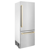 30 Autograph Edition 16.1 cu. ft. Built-in 2-Door Bottom Freezer Refrigerator with Internal Water and Ice Dispenser in Stainless Steel with Champagne Bronze Accents