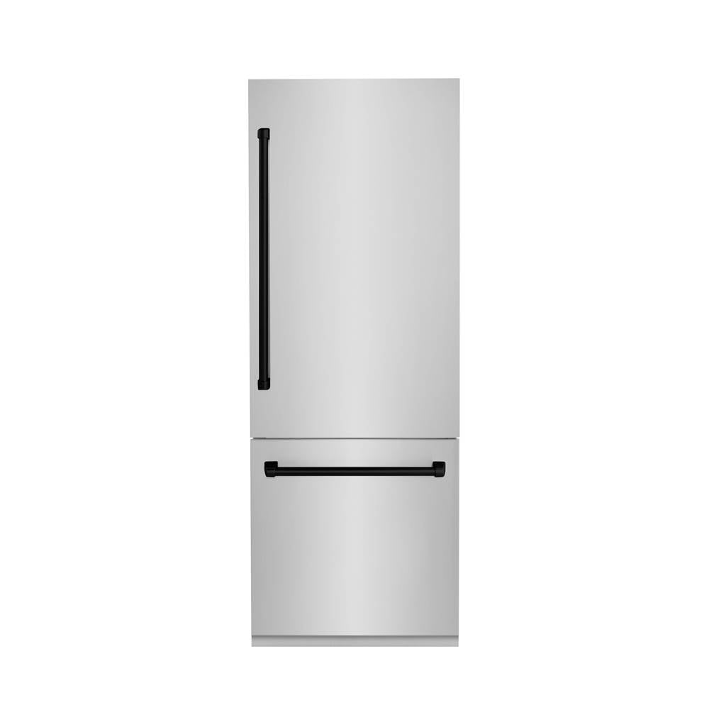 Z-Line - 30 Autograph Edition 16.1 cu. ft. Built-in 2-Door Bottom Freezer Refrigerator with Internal Water and Ice Dispenser in Stainless Steel with Matte Black Accents - Matte Black