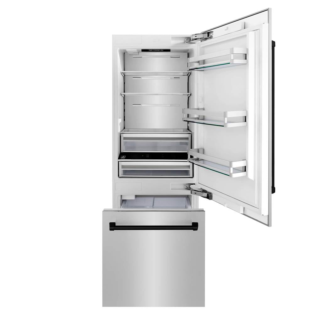 30 Autograph Edition 16.1 cu. ft. Built-in 2-Door Bottom Freezer Refrigerator with Internal Water and Ice Dispenser in Stainless Steel with Champagne Bronze Accents