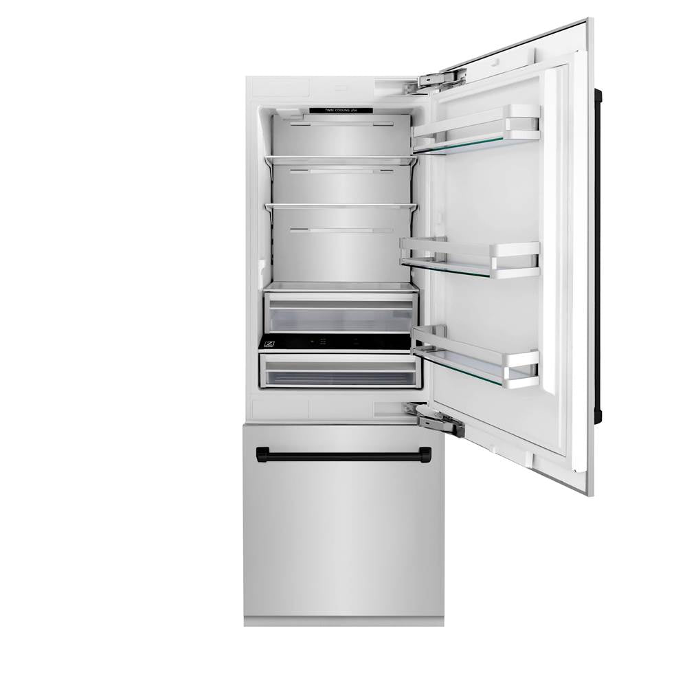 30 Autograph Edition 16.1 cu. ft. Built-in 2-Door Bottom Freezer Refrigerator with Internal Water and Ice Dispenser in Stainless Steel with Champagne Bronze Accents