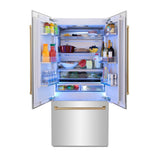 36 Autograph Edition 19.6 cu. ft. Built-in 2-Door Bottom Freezer Refrigerator with Internal Water and Ice Dispenser in Stainless Steel with Champagne Bronze Accents