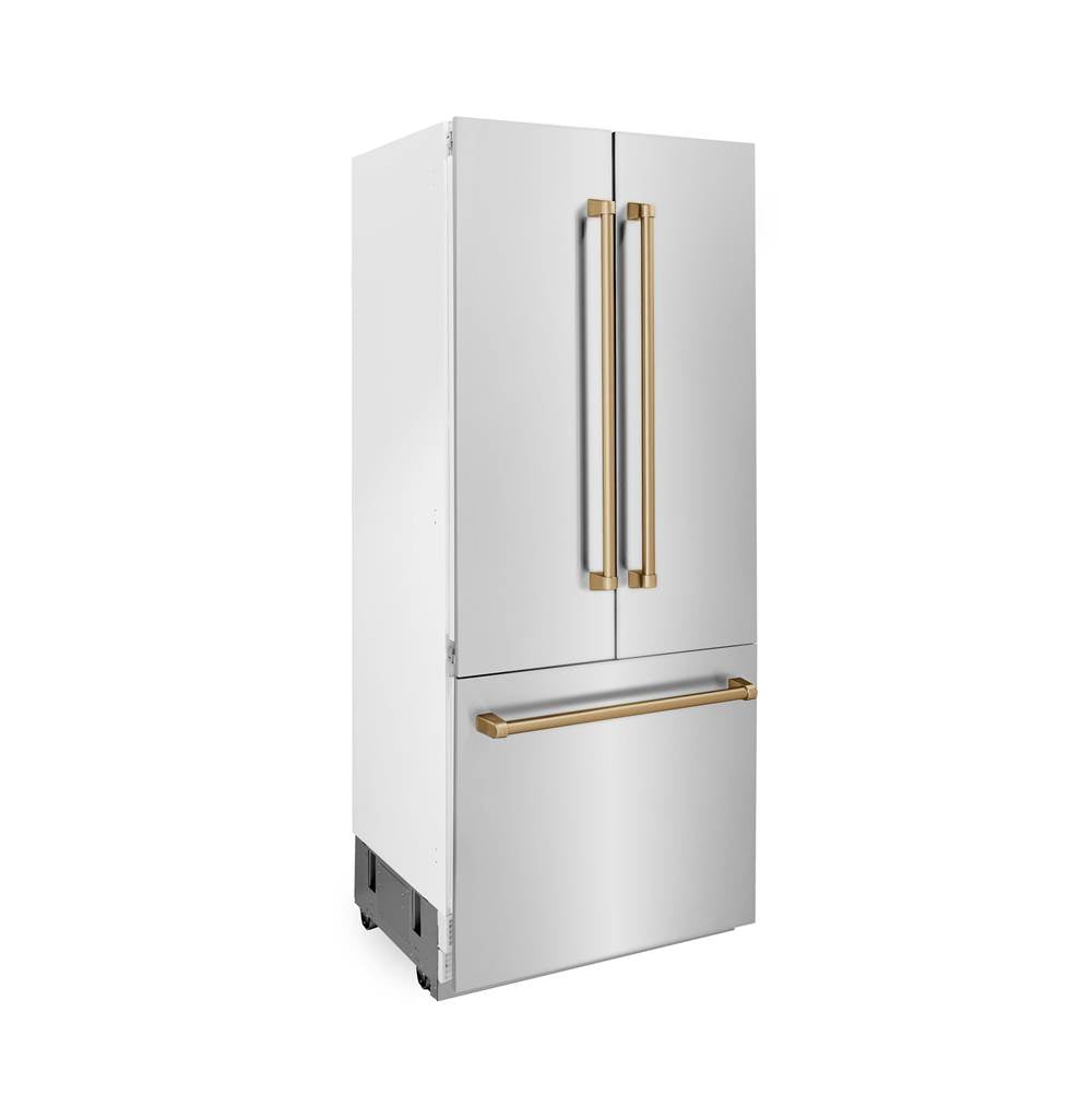 36 Autograph Edition 19.6 cu. ft. Built-in 2-Door Bottom Freezer Refrigerator with Internal Water and Ice Dispenser in Stainless Steel with Champagne Bronze Accents