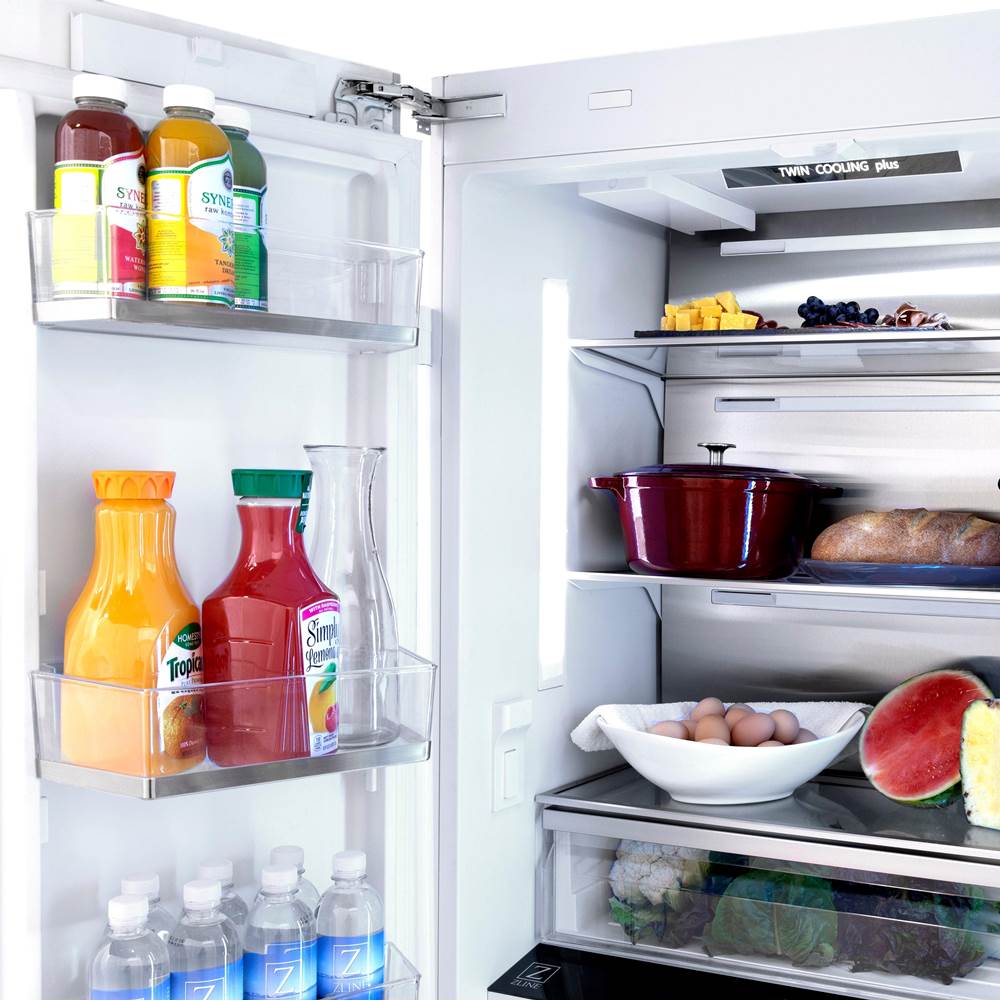 36 Autograph Edition 19.6 cu. ft. Built-in 2-Door Bottom Freezer Refrigerator with Internal Water and Ice Dispenser in Stainless Steel with Champagne Bronze Accents