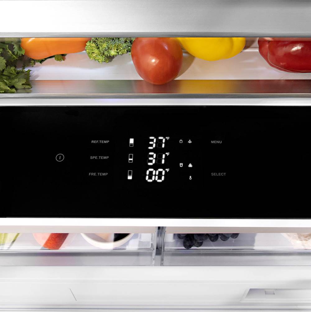 36 Autograph Edition 19.6 cu. ft. Built-in 2-Door Bottom Freezer Refrigerator with Internal Water and Ice Dispenser in Stainless Steel with Champagne Bronze Accents