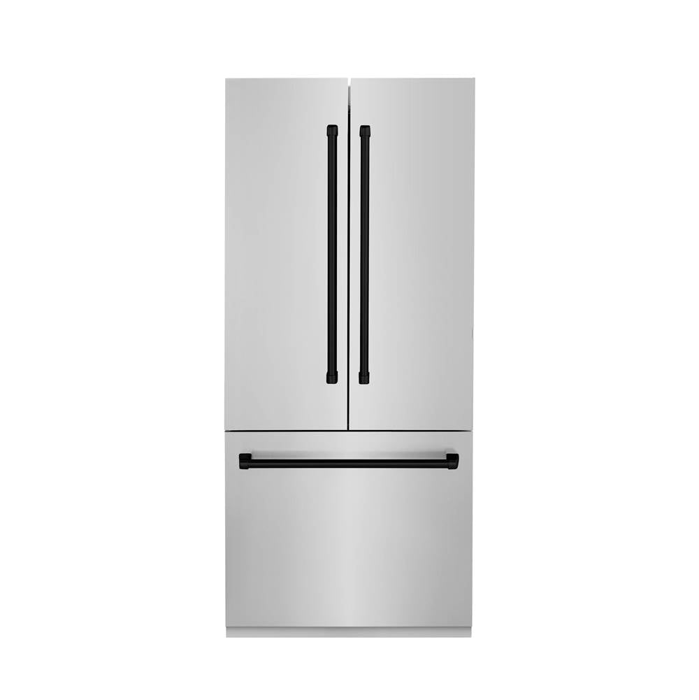Z-Line - 36 Autograph Edition 19.6 cu. ft. Built-in 2-Door Bottom Freezer Refrigerator with Internal Water and Ice Dispenser in Stainless Steel with Matte Black Accents - Matte Black