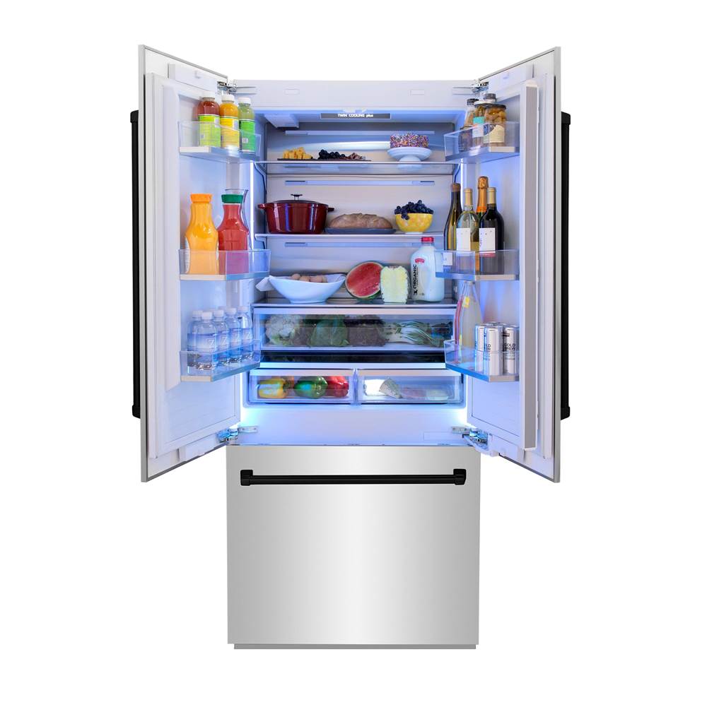 36 Autograph Edition 19.6 cu. ft. Built-in 2-Door Bottom Freezer Refrigerator with Internal Water and Ice Dispenser in Stainless Steel with Champagne Bronze Accents