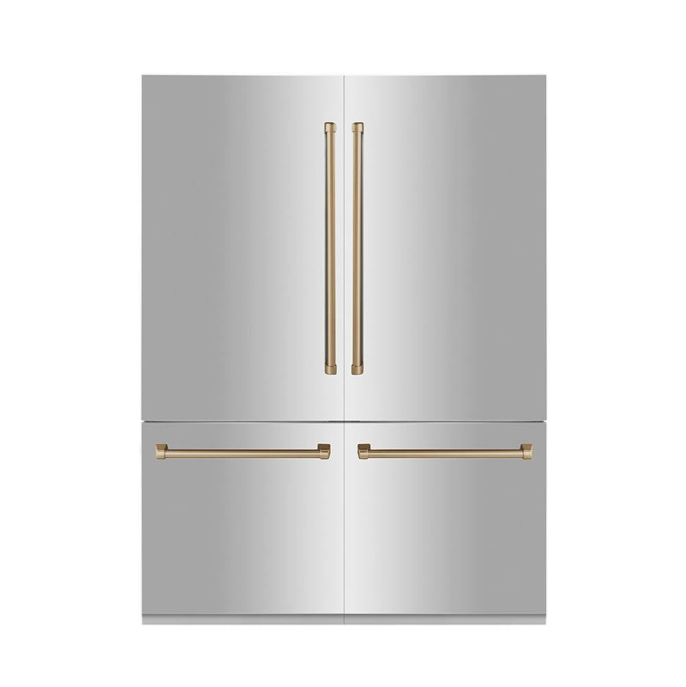 Z-Line - 60'' Autograph Edition 32.2 cu. ft. Built-in 4-Door French Door Refrigerator with Internal Water and Ice Dispenser in Stainless Steel with Champagne Bronze Accents - Champagne Bronze