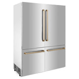 60'' Autograph Edition 32.2 cu. ft. Built-in 4-Door French Door Refrigerator with Internal Water and Ice Dispenser in Stainless Steel with Champagne Bronze Accents