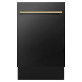 Z-Line - Autograph Edition 18'' Compact 3rd Rack Top Control Dishwasher in Black Stainless Steel with Champagne Bronze Handle, 51dBa - Black Stainless Steel