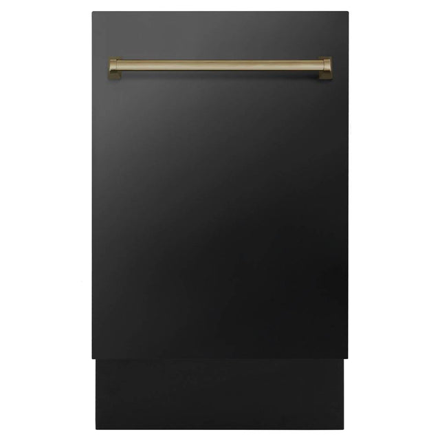 Z-Line - Autograph Edition 18'' Compact 3rd Rack Top Control Dishwasher in Black Stainless Steel with Champagne Bronze Handle, 51dBa - Black Stainless Steel