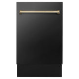 Z-Line - Autograph Edition 18'' Compact 3rd Rack Top Control Dishwasher in Black Stainless Steel with Gold Handle, 51dBa - Black Stainless Steel
