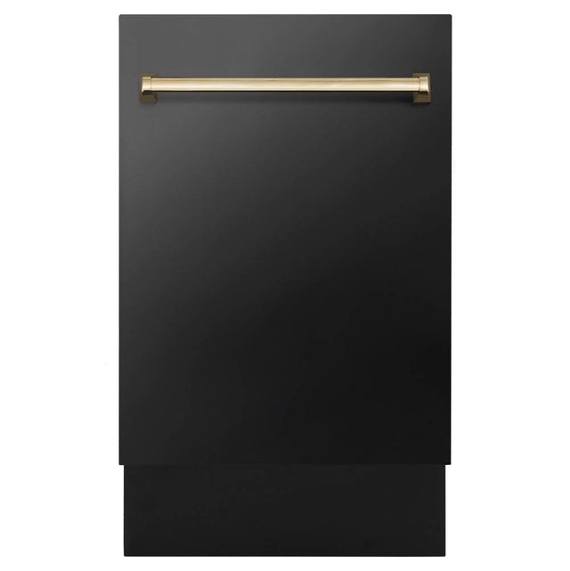 Z-Line - Autograph Edition 18'' Compact 3rd Rack Top Control Dishwasher in Black Stainless Steel with Gold Handle, 51dBa - Black Stainless Steel