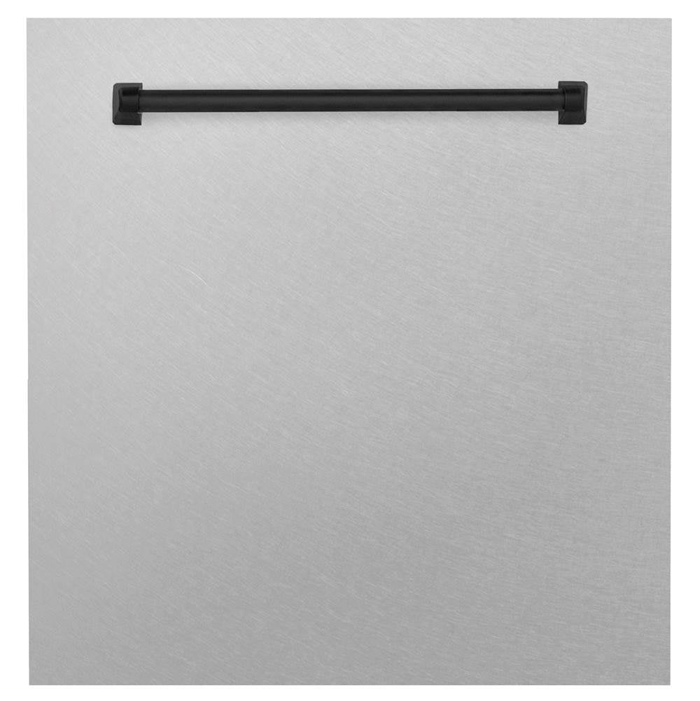 Z-Line - 24'' Autograph Edition Monument Dishwasher Panel in DuraSnow Stainless Steel with Matte Black Handle - DuraSnow Stainless Steel