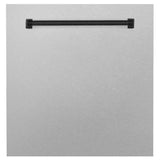 Z-Line - 24'' Autograph Edition Monument Dishwasher Panel in DuraSnow Stainless Steel with Matte Black Handle - DuraSnow Stainless Steel