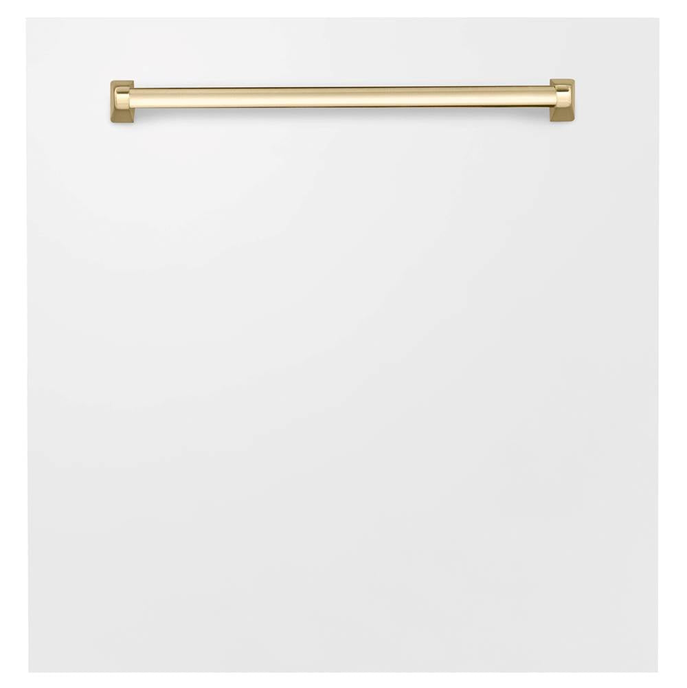 Z-Line - 24'' Autograph Edition Monument Dishwasher Panel in White Matte with Gold Handle - Matte White