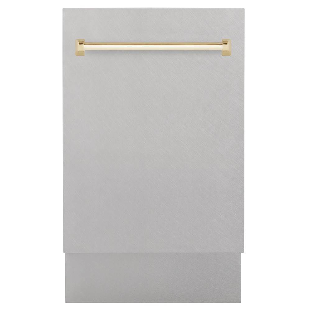 Z-Line - Autograph Edition 18 Compact 3rd Rack Top Control Dishwasher in DuraSnow Stainless Steel with Gold Handle, 51dBa - DuraSnow Stainless Steel