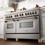 Autograph Edition 60'' 7.4 cu. ft. Dual Fuel Range with Gas Stove and Electric Oven in DuraSnow Stainless Steel with Champagne Bronze Accents (RASZ-60-CB)
