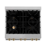 Autograph Edition 30'' 4.0 cu.' Dual Fuel Range with Gas Stove and Electric Oven in DuraSnow Stainless Steel with Champagne Bronze Accents