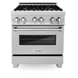 30'' 4.0 cu. ft. Electric Oven and Gas Cooktop Dual Fuel Range with Griddle and Brass Burners in Fingerprint Resistant Stainless