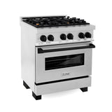 Z-Line - Autograph Edition 30'' 4.0 cu.' Dual Fuel Range with Gas Stove and Electric Oven in DuraSnow Stainless Steel with Matte Black Accents - Matte Black