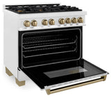 Autograph Edition 36'' 4.6 cu.' Dual Fuel Range with Gas Stove and Electric Oven in DuraSnow Stainless Steel with Champagne Bronze Accents