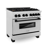 Z-Line - Autograph Edition 36'' 4.6 cu.' Dual Fuel Range with Gas Stove and Electric Oven in DuraSnow Stainless Steel with Matte Black Accents - Matte Black