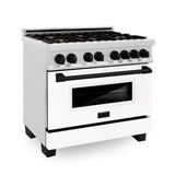 Z-Line - Autograph Edition 36'' 4.6 cu.' Dual Fuel Range with Gas Stove and Electric Oven in DuraSnow Stainless Steel with WM Door and MB Accents - Matte Black
