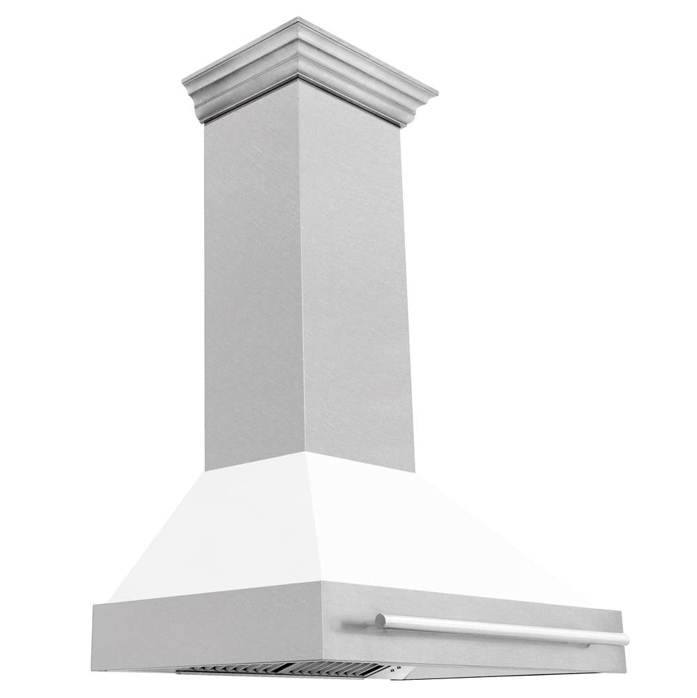 Z-Line - 36'' DuraSnow Stainless Steel Range Hood with White Matte Shell (8654SNX-WM36) - DuraSnowÂ® Stainless Steel