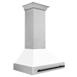 36'' Autograph Edition DuraSnow Stainless Steel Range Hood with White Matte Shell and Champagne Bronze Handle