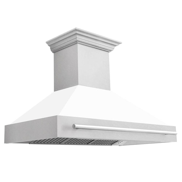 Z-Line - 48'' DuraSnow Stainless Steel Range Hood with White Matte Shell (8654SNX-WM48) - DuraSnowÂ® Stainless Steel