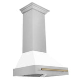 Z-Line - 30'' Autograph Edition DuraSnow Stainless Steel Range Hood with White Matte Shell and Champagne Bronze Handle - Champagne Bronze