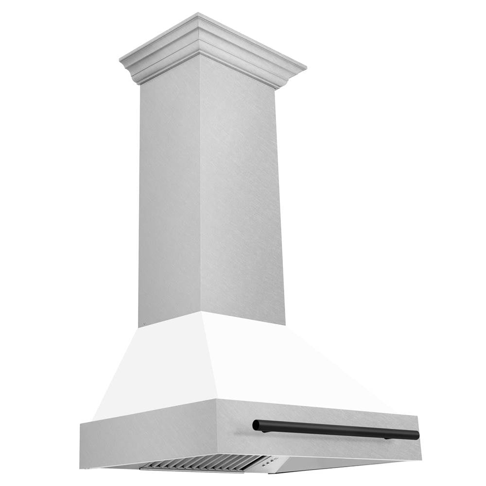 Z-Line - 30'' Autograph Edition DuraSnow Stainless Steel Range Hood with White Matte Shell and Matte Black Handle - Matte Black