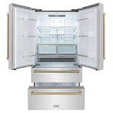 36'' Autograph Edition 22.5 cu. ft Freestanding French Door Refrigerator with Ice Maker in Fingerprint Resistant Stainless Steel with Champagne Bronze Accents