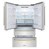 36'' Autograph Edition 22.5 cu. ft Freestanding French Door Refrigerator with Ice Maker in Fingerprint Resistant Stainless Steel with Gold Accents (RFMZ-36-G)