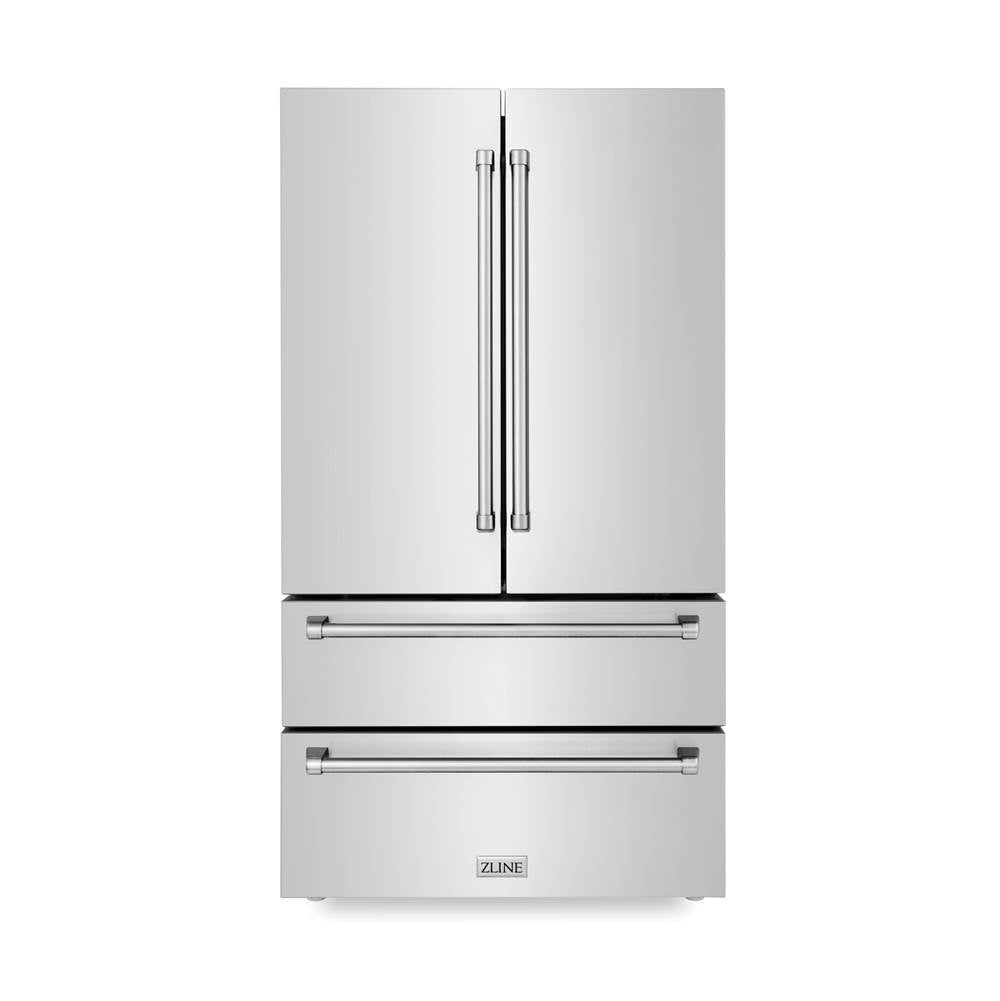 Z-Line - 36'' 22.5 cu. ft Freestanding French Door Refrigerator with Ice Maker in Fingerprint Resistant Stainless Steel