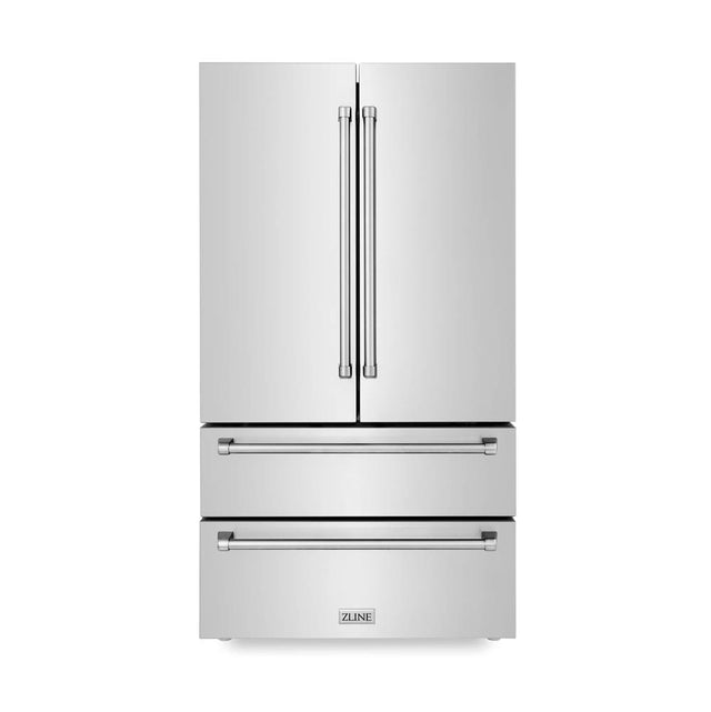Z-Line - 36'' 22.5 cu. ft Freestanding French Door Refrigerator with Ice Maker in Fingerprint Resistant Stainless Steel