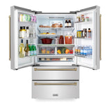 36'' Autograph Edition 22.5 cu. ft Freestanding French Door Refrigerator with Ice Maker in Fingerprint Resistant Stainless Steel with Champagne Bronze Accents