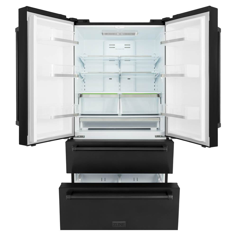 36'' 22.5 cu. ft Freestanding French Door Refrigerator with Ice Maker in Fingerprint Resistant Black Stainless Steel