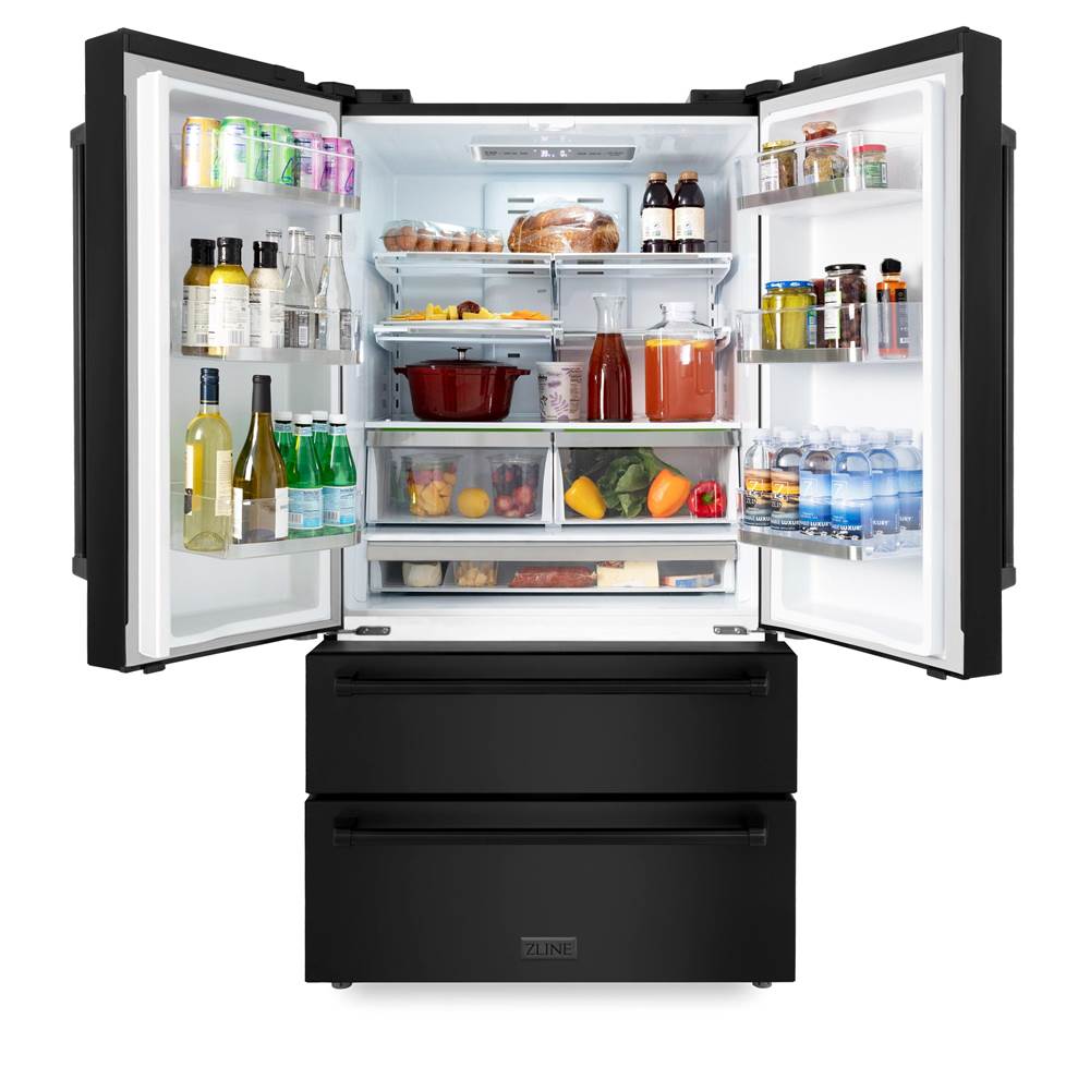 36'' 22.5 cu. ft Freestanding French Door Refrigerator with Ice Maker in Fingerprint Resistant Black Stainless Steel