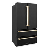 36'' Autograph Edition 22.5 cu. ft Freestanding French Door Refrigerator with Ice Maker in Fingerprint Resistant Black Stainless Steel with Gold Accents (RFMZ-36-BS-G)