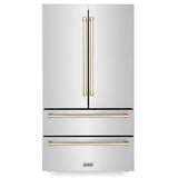Z-Line - 36'' Autograph Edition 22.5 cu. ft Freestanding French Door Refrigerator with Ice Maker in Fingerprint Resistant Stainless Steel with Gold Accents (RFMZ-36-G)