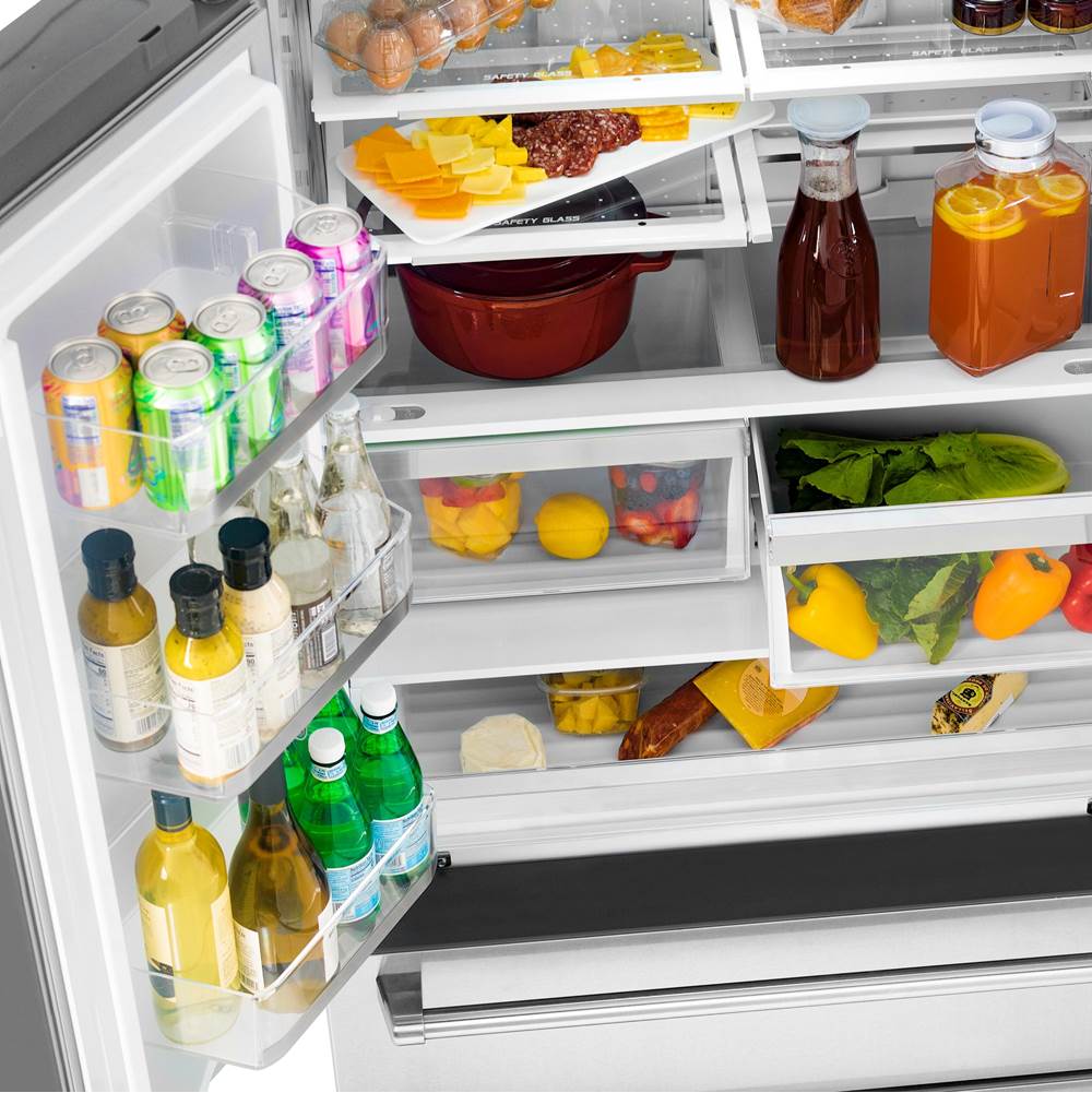 36'' Autograph Edition 22.5 cu. ft Freestanding French Door Refrigerator with Ice Maker in Fingerprint Resistant Stainless Steel with Gold Accents (RFMZ-36-G)