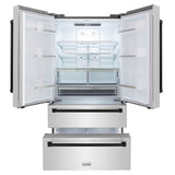 36'' Autograph Edition 22.5 cu. ft Freestanding French Door Refrigerator with Ice Maker in Fingerprint Resistant Stainless Steel with Matte Black Accents (RFMZ-36-MB)