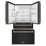 36'' Autograph Edition 21.6 cu. ft Freestanding French Door Refrigerator with Water and Ice Dispenser in Fingerprint Resistant Black Stainless Steel with Gold Handles