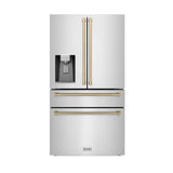 Z-Line - 36'' Autograph Edition 21.6 cu. ft Freestanding French Door Refrigerator with Water and Ice Dispenser in Fingerprint Resistant Stainless Steel with Champagne Bronze Accents (RFMZ-36-CB)