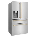 36'' Autograph Edition 21.6 cu. ft Freestanding French Door Refrigerator with Water and Ice Dispenser in Fingerprint Resistant Black Stainless Steel with Gold Handles