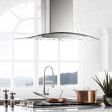 36'' Island Mount Range Hood in Stainless Steel with Built-in CrownSound Bluetooth Speakers