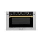 Z-Line - Autograph Edition 24'' 1.2 cu. ft. Built-in Microwave Drawer with a Traditional Handle in Stainless Steel and Gold Accents - Polished Gold