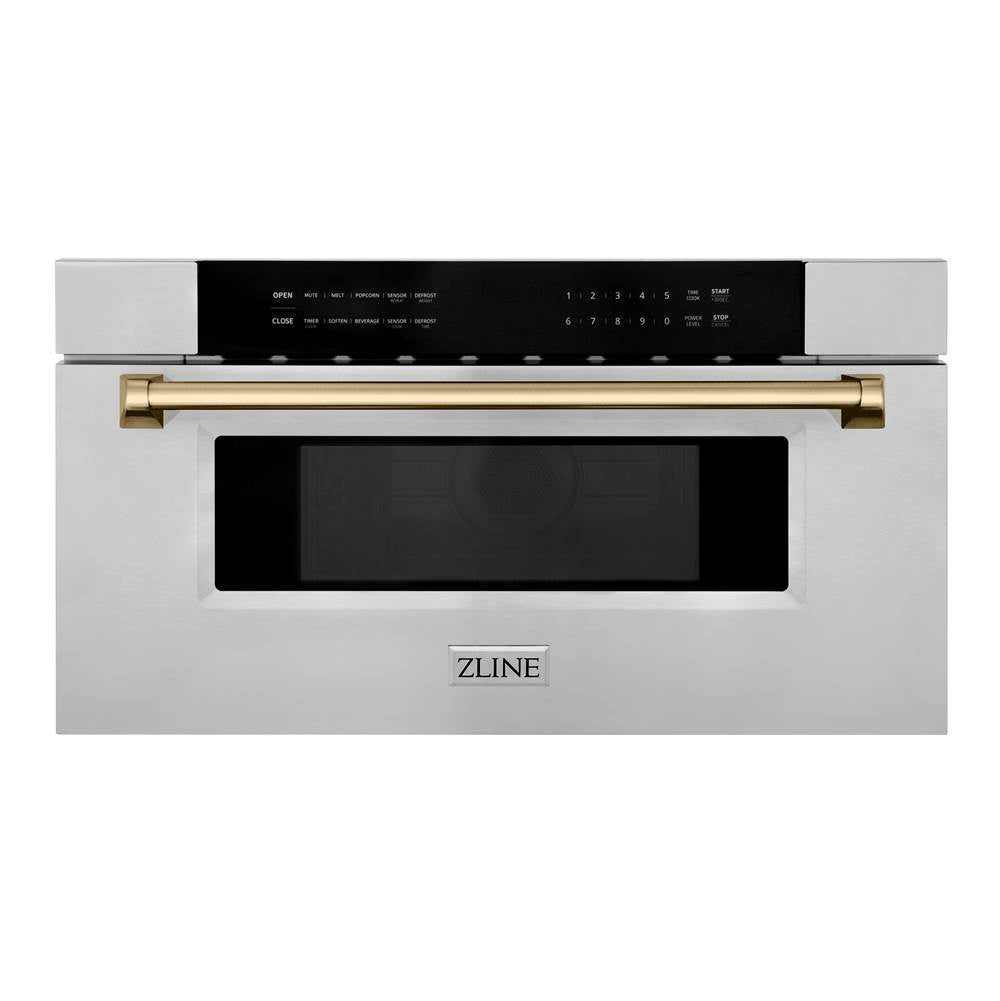 Z-Line - Autograph Edition 30'' 1.2 cu. ft. Built-In Microwave Drawer in Stainless Steel with Champagne Bronze Accents - Champagne Bronze